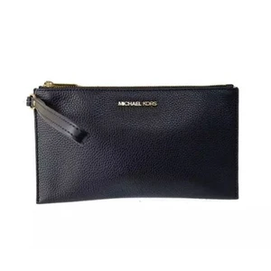 Michael Kors Jet Set Travel Large Pebbled Leather Pouch Black 35S4GTVW3L-001 - Picture 1 of 10