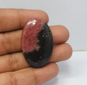 63.00 Carat Natural Rhodonite Gemstone Oval Cabochon Jewelry Supply 24x38x5 mm - Picture 1 of 8