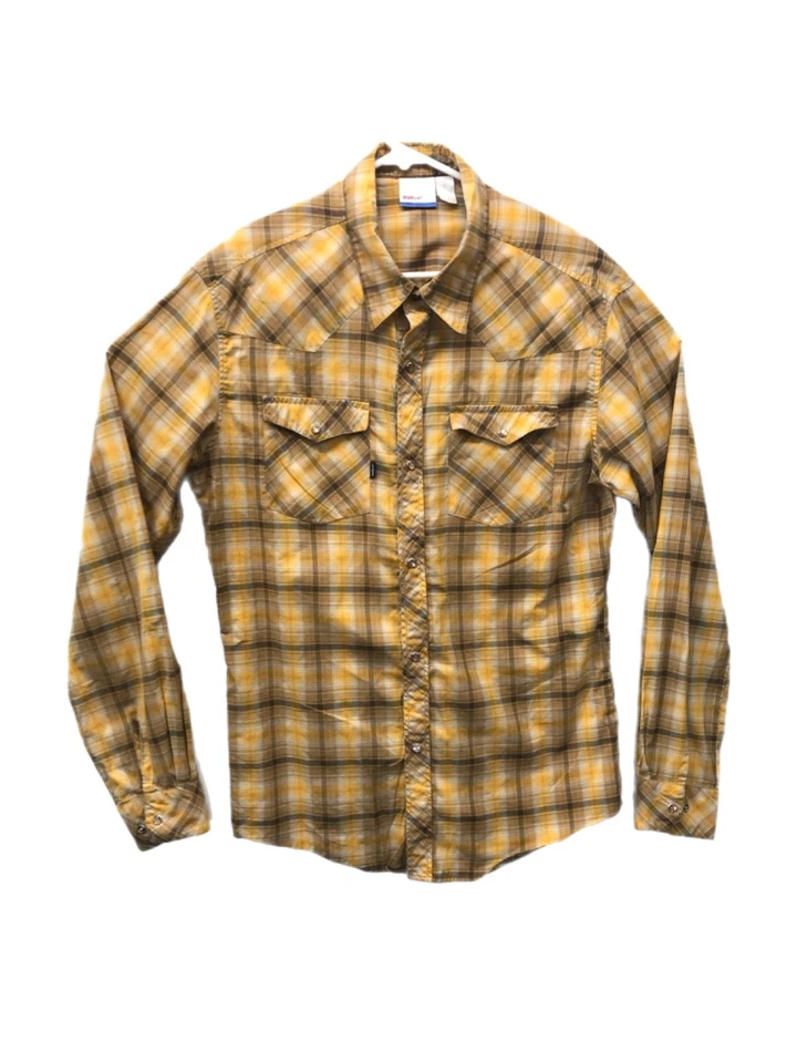 Camisa Hurley Amarilla a Cuadros Manga Larga Perla Occidental A Presión Informal Para Hombre Talla L Foto 1 de 4