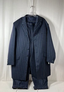 Gianni Vironi Men's Navy Blue Pinstripe Suit - Size 46L/40W - Picture 1 of 5