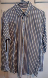 LL Bean Light Blue Striped Long Sleeve Button Up Shirt Men's Medium Tall - Picture 1 of 3