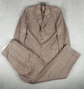 VTG Polo Ralph Lauren Italy 44L Wool Cashmere Houdstooth Suit, Pants 37x33.5 - Picture 1 of 24