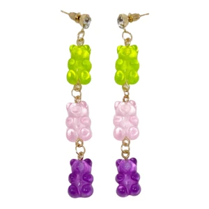 Pendientes colgantes largos multicolor acrílico OSITOS DE GOMA - Imagen 1 de 1