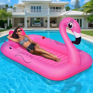 Flamingo Inflatable Tanning Pool Lounger 2025 Large Pink Sunbathing Pool Floats - Picture 1 of 12