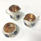 Set of 3 Prinknash Pottery Floral and Gold (2 Jugs, 1 Bowl) (H3) NS#8727