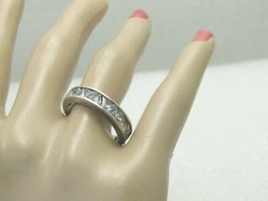Anillo triangular vintage de plata de ley circonita cúbica, banda, talla 9,25 - Imagen 1 de 5