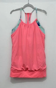 Ivivva Double Dutch Tank Top Girls 14 Pink Mint Blue Green Racer Back Shelf Bra - Picture 1 of 9