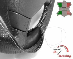 FÜR AUSTIN MINI GT 13,5'' - SCHWARZ PERF LEDER LENKRADBEZUG HELLGRAU S - Bild 1 von 6