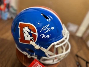 Bo Nix Autographed Denver Broncos Throwback Authentic Full-Size Helmet - Picture 1 of 7