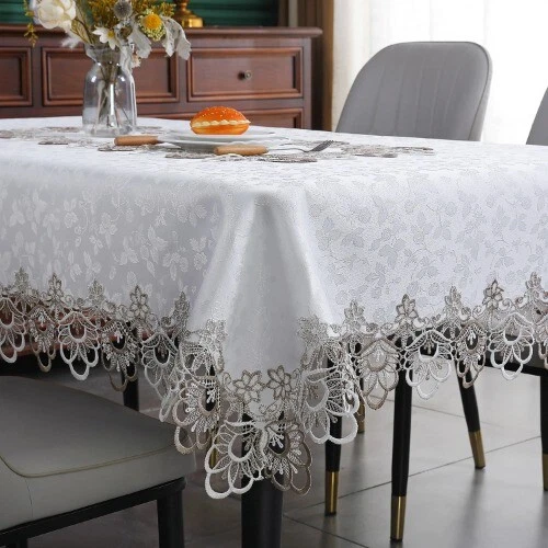 New Lace Rectangle Table Cloth Embroidery Table Cover For Table Wedding Decor - Image 1 of 4