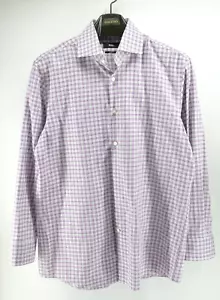 Hugo Boss Sharp Fit Shirt Plaid Light Purple Long Sleeve Men 16 32/33 - Picture 1 of 7