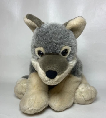 K&M International Inc Plush Wolf Realistic Stuffed Animal Toy 2005 12" Pellets - Image 1 of 4