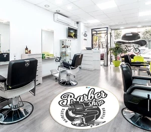 3D Retro Chair R462 Barber Shop Non Slip Rug Mat Round Elegant Carpet Panda - Picture 1 of 5