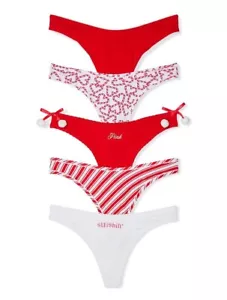 Perizoma natalizio Victorias Secret VS PINK confezione da 5 pezzi nuovo con etichetta Medium - Foto 1 di 1