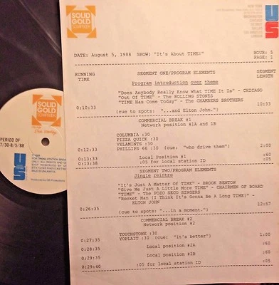 RADIO SHOW 8/5/88 TIME: CHICAGO, OUTSIDERS, GRAND FUNK, ZOMBIES, JIM CROCE - Image 1 of 2