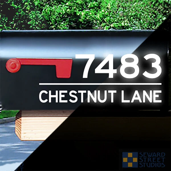 Calcomanía reflectante de número de dirección y nombre de calle, personalizada - 1277R Foto 1 de 4