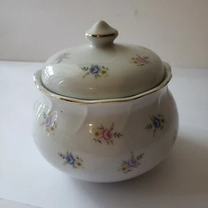 Plato de baratija azucarero blanco de cerámica de 5" con adornos florales y dorados usado LEER - Imagen 1 de 10