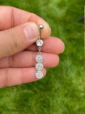 14k White Gold Finish 1.09Ct Moissanite Belly Botton Women birthday Gift - Image 1 of 4