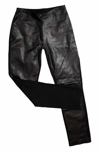 NEW Vintage 90s PAOLO SANTINI 8 Leather Front Pants High Rise Straight Slim Leg - Bild 1 von 4