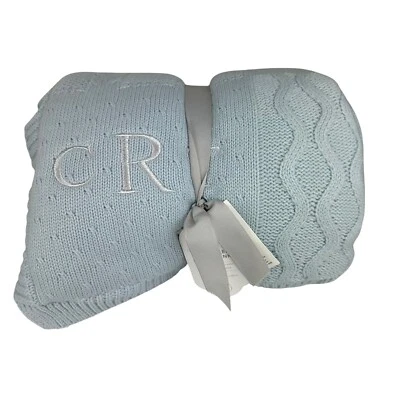 Manta bebé reliquia cable retazos elefante Pottery Barn iniciales CRT - LEER Foto 1 de 4