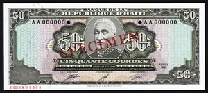 Haití 50 Gourdes 1991, ESPECIMEN, AA 000000, UNC, P-257s - Imagen 1 de 4