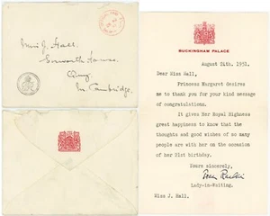 1951 LETTER BUCKINGHAM PALACE NOTEPAPER + POSTED BALMORAL CASTLE to CAMBRIDGE - Picture 1 of 4