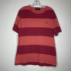 Lyle & Scott T Shirt Mens Size Medium Red Orange Striped Crew Neck Short Sleeve - Picture 1 of 13