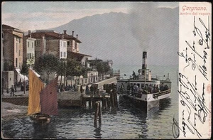 Gargnano - Arrivo del Vapore - 1903 Viaggiata Animata - Brescia Lago di Garda - Bild 1 von 2
