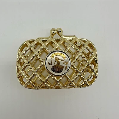 Monedero vintage para mujer Bowling League tejido en oro a presión Foto 1 de 4