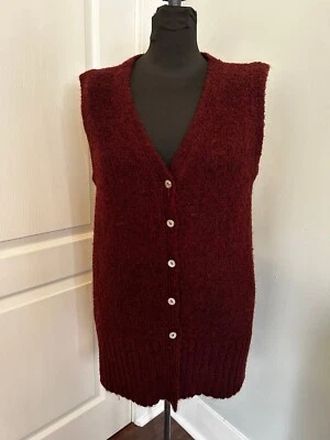 Jones NY Vintage Y2K Granate Botón Frontal Chaleco Suéter Plumero Cárdigan Mujer M Foto 1 de 4