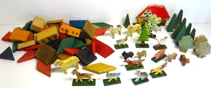 frühe Holz-Tierfiguren,Holzbausteine,guter Zustand - Bild 1 von 7