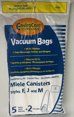 EnviroCare  Bags for Miele F J M Microfiltration Vacuum Bags 5 bags & 2 filters - Image 1 of 2