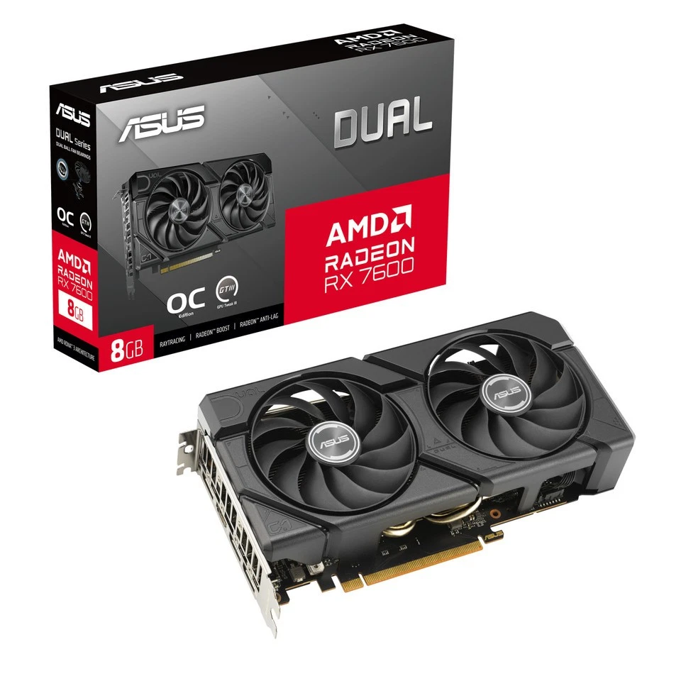 ASUS Dual Radeon RX 7600 EVO OC Edition 8GB GDDR6 HDMI/3*DisplayPort PCi Ex 4.0  - Immagine 1 di 1