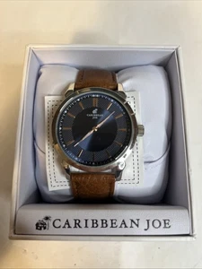 Neu Caribbean Joe Herren Quarzuhr silberfarben graues Zifferblatt - Bild 1 von 4