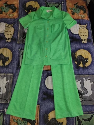 Juego de traje de 2 piezas vintage años 60 verde neón Marty Gutmacher  Foto 1 de 4