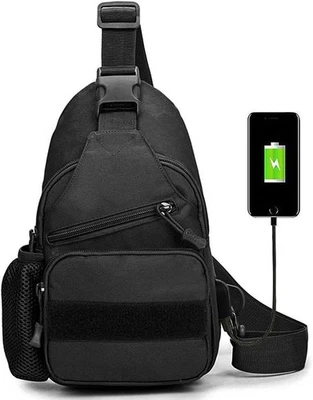 Bolso Bandolera Táctico Exterior Hombres Militar MOLLE Bandolera Pecho con Carga USB Foto 1 de 4