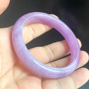Certified Lavender Purple 60.8mm Natural Grade A Burma jadeite Bracelet 5509 - Picture 1 of 5