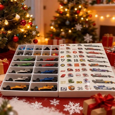 New 2025 Advent Calendar 24 Days Countdown F1 Racing Car Model Toys Xmas Gifts - Image 1 of 4