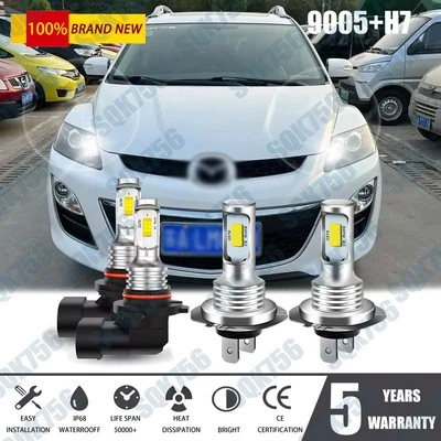 Faro LED blanco haz alto bajo para Mazda CX-7 2007-2010 2011 2012 -4X 6000K Foto 1 de 4