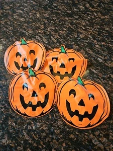 Zucche gonfiabili vintage AGC, Jack-o-Lanterns set di 4, piccole 6,5" ciascuna, nuove - Foto 1 di 5