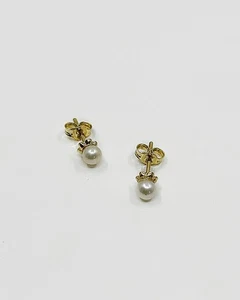 Boucles d'oreilles  or 0.30grs perles 4mm - Bijoux occasion - Picture 1 of 2