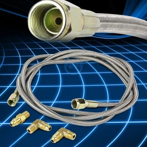 Universal 77" 1/4"T3/T4 Turbo Stainless Steel Oil Feed Line+NPT Adapter Fitting - Bild 1 von 5