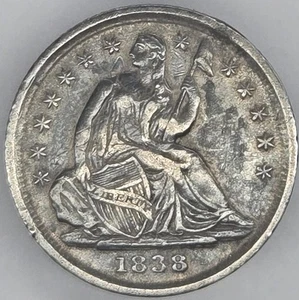 1838 vz + sitzende Freiheit halber Groschen Typ 2 (keine Vorhänge) - kleine Sterne - Bild 1 von 2