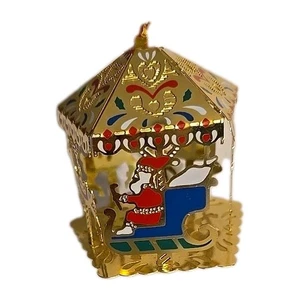 Vintage Karussell Weihnachtsmann Rentier Messing bemalt Weihnachtsschmuck - Bild 1 von 7