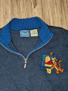 Vintage Disney Winnie The Pooh & Tigger Acrylic & Wool Sweater 1/4 Zip Adult M - Picture 1 of 19