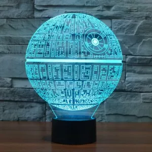 Lámpara de luz nocturna de Star Wars mesa táctil 3D novedad led estrella de la muerte decoloración - Imagen 1 de 10