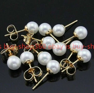 10 Pairs 8/10/12/14mm Genuine South Sea Shell Pearl Plated Stud Earring - Picture 1 of 12