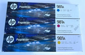 WKŁAD HP 981A Cyan Yellow & Purpurowy J3M68A J3M69A & J3M70A Wygasa 2025 Nowy - Zdjęcie 1 z 4