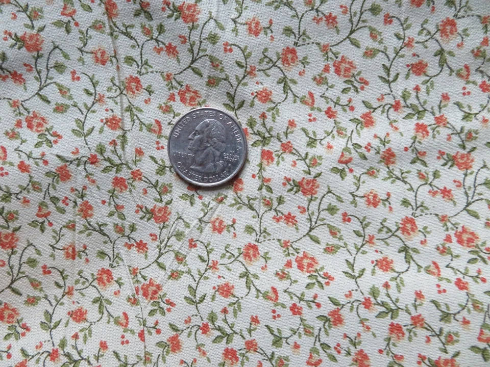 Springs Calico White With Red Roses Flowers Cotton Fabric - Image 1 of 1