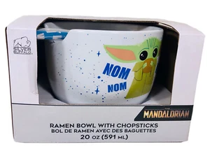 Star Wars Mandalorian Grogu Baby Yoda 20oz Ceramic Ramen Bowl w/ Chopsticks NIP - Picture 1 of 6